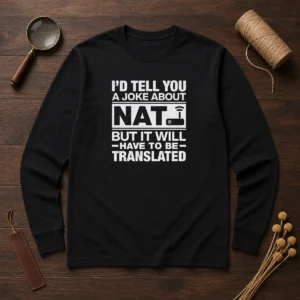 Hot I'D Tell You A Joke About Nat But It Will Have To Be Translated long sleeve shirt in white, front view