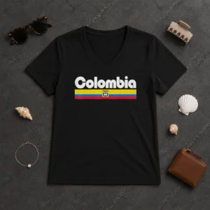 Nice Colombia Flag Colombian Pride South America V-Neck Shirt