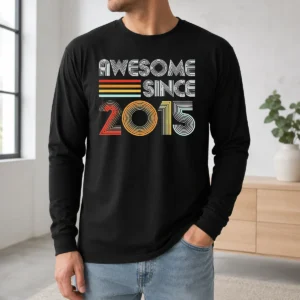 Nice Top Since 2015 Vintage Long Sleeve Shirt in soft fabric with classic fit and vintage print on front