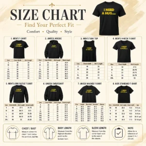 Size chart for Awesome I Need A Huge Beer Funny Drinking Alcohol Humor with measurements in inches and cm
