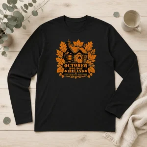 Good October Holiday Ireland Cozy Stencil For Family Long Sleeve Shirt