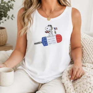 Nice Hot Snoopy And Woodstock Fourth Of July Patriotic Rocket Pop ICE Cream Parody Tank Top