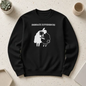 Official Embrace Differences Sheep Hug Hugging Inclusivity Sweater