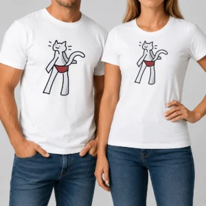 Top Catvin Klein Parody Cat Drawing t shirt featuring a playful cat illustration on a classic crew neck cotton tee