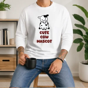 Pretty Cute Cow Mascot Long Sleeve Shirt