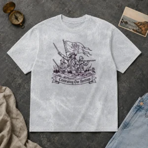 Awesome Celebrating Our Heritage Battle Of The Boyne Line Art printed on a washed t shirt in neutral tones