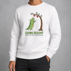 Funny T Rex Eating Healthy The Ancient Struggle Sweater