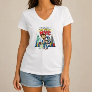 Hot Pretty NYC Trip Survivor Vector V-Neck Shirt