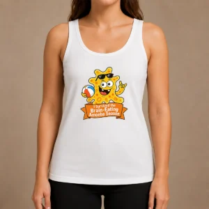 Hot Brain Eating Amoeba Survival Minimalist Tank Top in black, sleeveless casual wear with bold graphic print