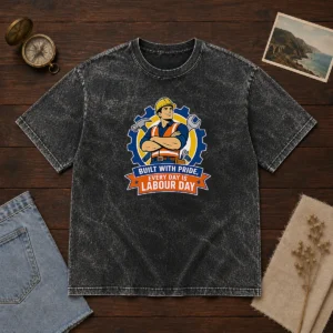 Funny Labour Day Proud Worker Vector Shirt For Hardworking Fans Washed T-Shirt
