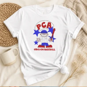 Nice Original PCA Chicago Baseball Character Shirt With Pinstripe Uniform And Baseball Bat