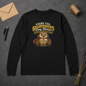 Pretty Grandparents Day Gratitude Owl Mascot Long Sleeve Shirt