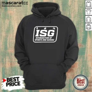 Awesome ISG Intersection Of Sports And Gaming Podcast Fans And Media Collectors hoodie in black, front view with drawstring hood and kangaroo pocket