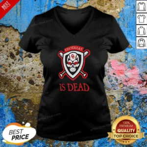 Good Officials Yesterday Is Dead Oklahoma Sooners Baseball Skull V-Neck Shirt