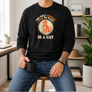 Funny The Only Orange Boss We Want Is A Cat Top Hat Cartoon Long Sleeve Shirt