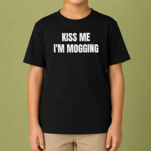 Premium Kiss Me I'M Mogging Looksmaxxing Meme Kids T-Shirt