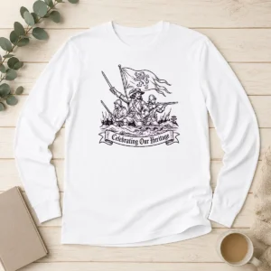 Premium Celebrating Our Heritage Battle Of The Boyne Line Art long sleeve shirt in white with detailed line art design