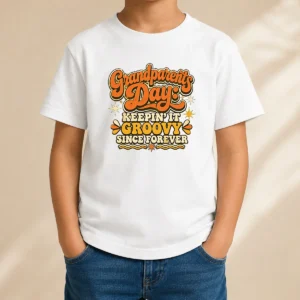 Funny Awesome Grandparents Day Keepin It Groovy Tee Groovy Retro Kids T-Shirt