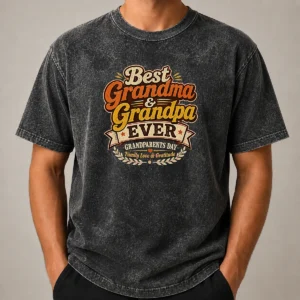 Hot Grandparents Day Vintage Best Grandma Grandpa Washed T-Shirt
