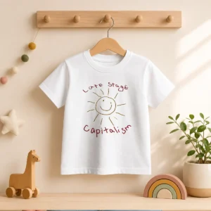 Funny Late Stage Capitalism Smiley Face Political Satire Kids T-Shirt
