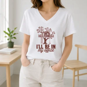 Awesome Treehouse Office I'Ll Be In My Office V-Neck Shirt