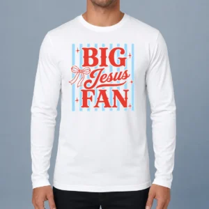 Top Big Jesus Fan Retro Striped Long Sleeve Shirt