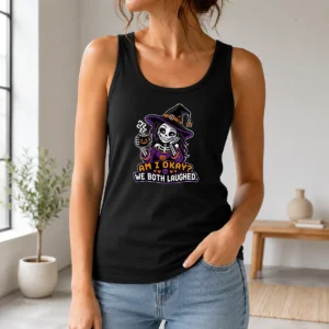 Hot Top Halloween Coffee Skeleton Girl Pixel Tank Top