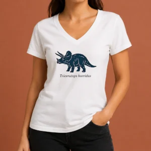 Awesome Triceratops Horridus Dinosaur Prehistoric Animal Paleontology Biology Science V-Neck Shirt