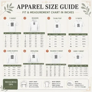 Size chart for Official Back To School Ready To Rise Silhouette with measurements in inches and cm