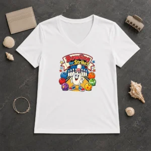 Awesome Bowling For Strike Cartoon V-Neck Shirt