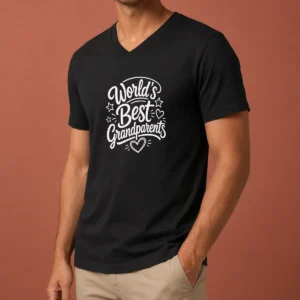 Hot Worlds Best Grandparents Day Line Art V-Neck Shirt