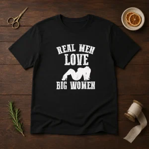 Pretty Real Men Love Big Women Distressed Slogan