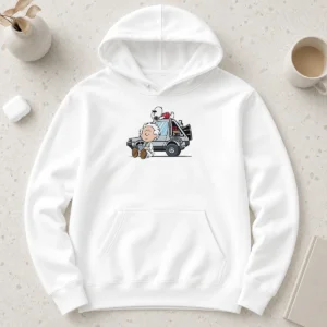 Happy Top Doc Brown Snoopy Back To The Future Mashup Delorean Time Machine Cartoon Hoodie
