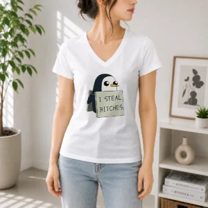 Top Gunter The Penguin I Steal Bitches Adventure Time V-Neck Shirt