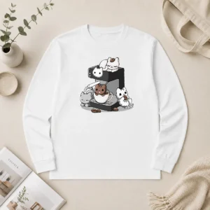 Funny Nice Cat Coffee Machine Long Sleeve Shirt