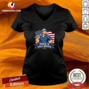 Awesome Labour Day Proud Blue Collar Worker Vector V-Neck Shirt