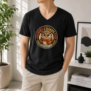 Nice Grandparents Day Best Grandma Grandpa Mascot Badge V-Neck Shirt