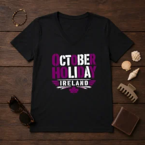 Good October Holiday Ireland Stencil For Cozy Fall Celebrat V-Neck Shirt