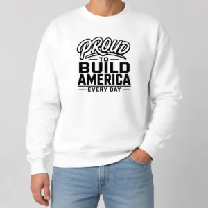 Good Labour Day Proud Builder With Line Art Typography Sweater