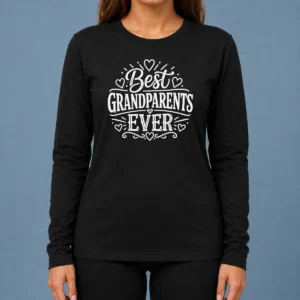 Perfect Happy Best Grandparents Ever Line Art Long Sleeve Shirt showing front view on a white background