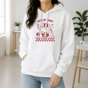 Official Life Is Easy When You'Re Cheesy Retro Cheese Character Hoodie
