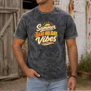 Top Summer Bank Holiday Cozy Typography Family Gatheri Washed T-Shirt
