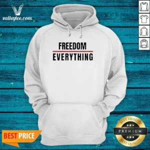 Official Freedom For Everything Hoodie in black with front pocket and adjustable drawstring hood