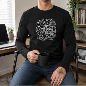 Awesome Back To School Ready To Explore Line Art Long Sleeve Shirt