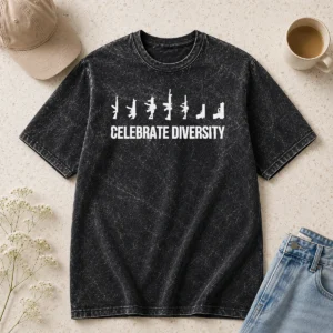 Pretty Firearms Silhouette Weapons Collection Celebrate Diversity Gun Rights Washed T Shirt in soft faded fabric