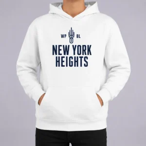 Hot Top New York Heights WPBL Logo Hoodie in charcoal gray, front view with drawstring hood and kangaroo pocket