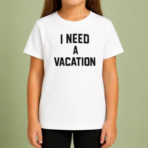 Premium I Need A Vacation Text Kids T-Shirt