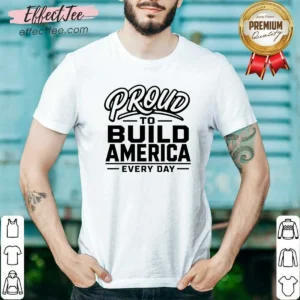 Top Labour Day Proud Builder With Line Art Typography shirt optimized in black crew neck short sleeve cotton fabric