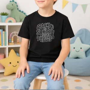 Awesome Back To School Ready To Explore Line Art Kids T-Shirt