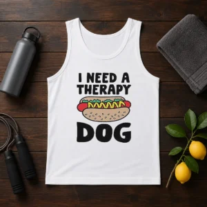 Nice I Need A Therapy Dog Illustration Tank Top